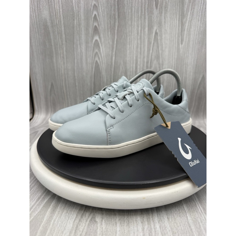 OluKai Pehuea Li 'ILi Womens Size 8.5 Blue Pearl Leather Low Top Sneakers Shoes